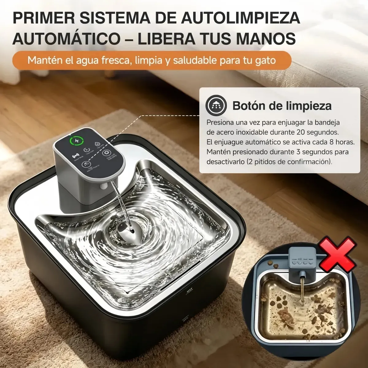 VIDA BUENAS - Bebedero Automático Gatos Perros Fuente Agua Inalámbrica 3.5