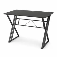 GENERICO - Escritorio para computador y estudio con pasacables, cubierta MDF negro y patas en X de 100x60x75cm