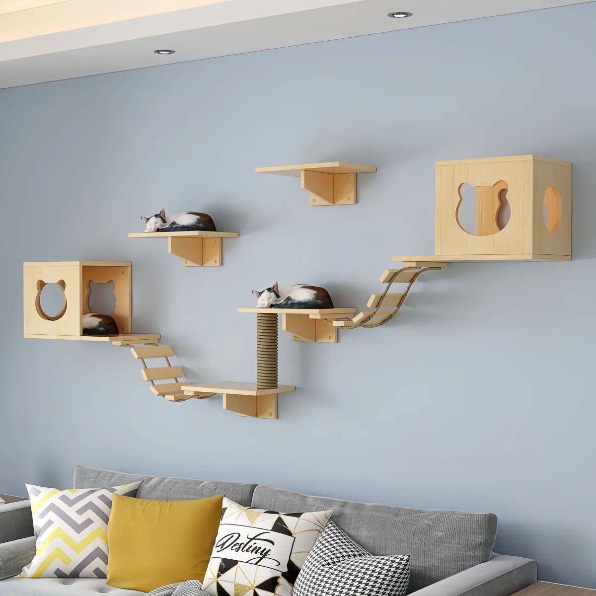 VIDA BUENAS - Rampa de Pared para Gatos de Madera Maciza