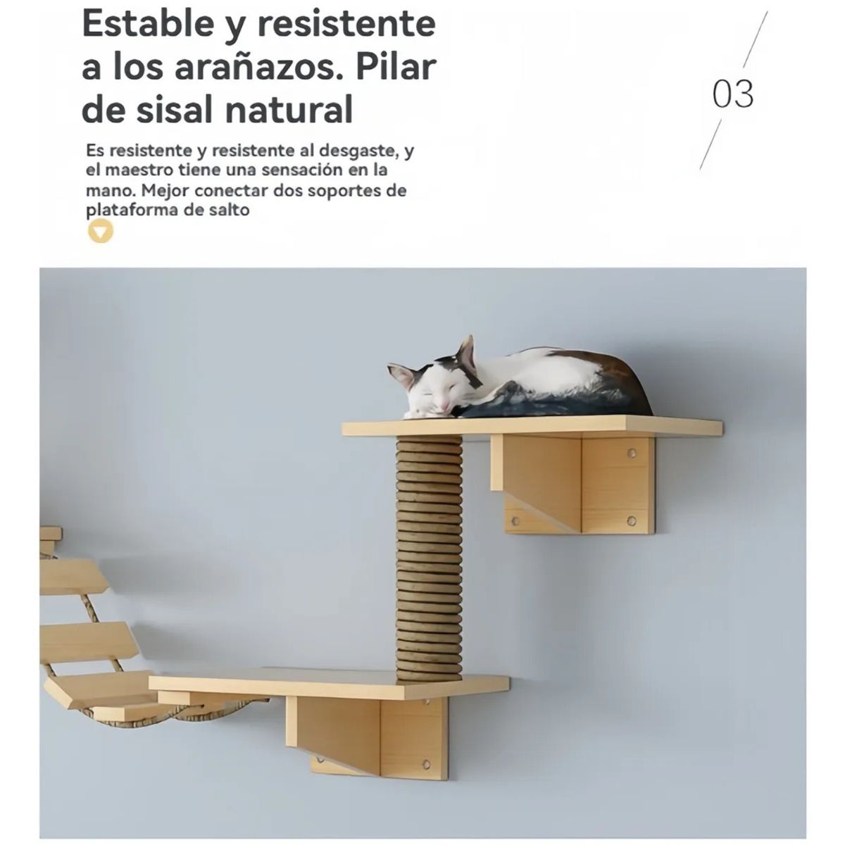 VIDA BUENAS - Rampa de Pared para Gatos de Madera Maciza
