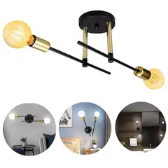ANENG - Lamparas De Techo Soporte Vintage 2 Luz E27 Interior Retro (no Incluidas Bombillas)