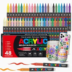 ANENG - 48 Colores Lápices Acrílicos Marcadores Líquido Pincel
