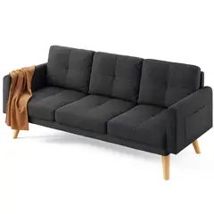 GENERICO - Sofá 3 Cuerpos Tela Gris Oscuro con Bolsillo Lateral 170x70x67 cm