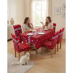 MYLHOGAR - Set Mantel Y 6 Fundas Elasticadas Para Silla Fiestas Patrias