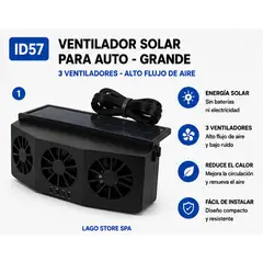 MOVI - Ventilador solar para auto grande, 3 ventiladores