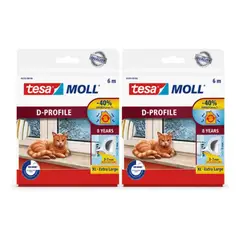 TESA - Pack 2 Burlete Cinta Aislante Térmica Perfil D 6mx9mm Blanco