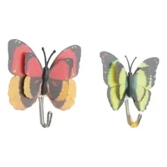 GENERICO - Pack de 2 Ganchos Adhesivos para Pared Diseño Mariposa