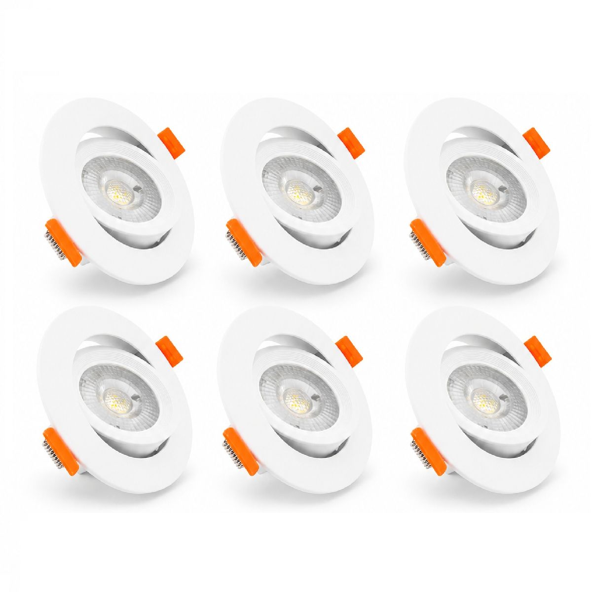 MEGABRIGHT - pack 6 Foco Basculante LED Embutido Spot 6,5W 6500K Redondo Para Cielo