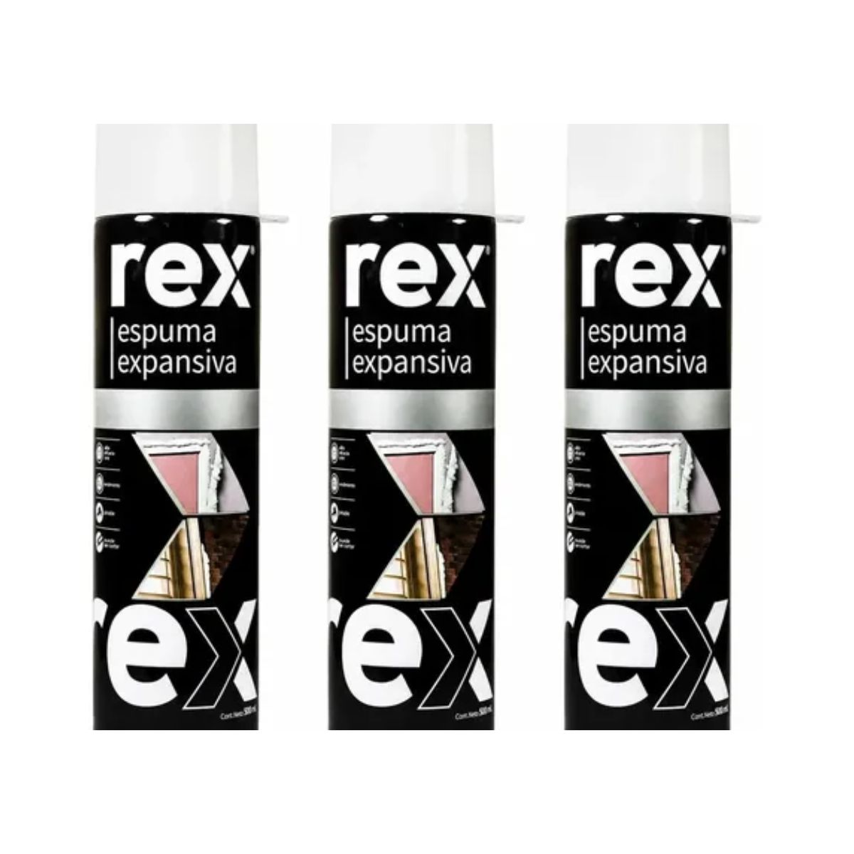 REX - Pack 3 Espuma Expansiva Poliuretano Rex Pack 3x500ml Blanco