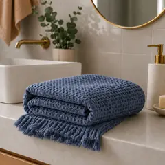 NACHEN - Piecera Gris Textura Waffle 100% Algodon 80x160cm