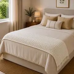 NACHEN - Piecera Blanca Textura Waffle 100% Algodon 80x160cm