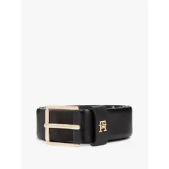 TOMMY HILFIGER - Cinturón Monograma De Cuero Negro