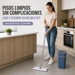 ARMONIA - Trapeador Plano Azul con Balde Escurridor 030 6 Litros