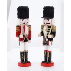 IRM - Set De 2 Figuras Cascanueces De Madera Navidenos Adorno Decorativo De Navidad 30 cm FIGOIMPORT