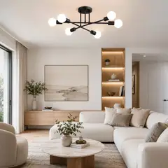 DOPA - Lámpara De Techo Moderna 6 Luz E27 Lampara Colgantes Negra