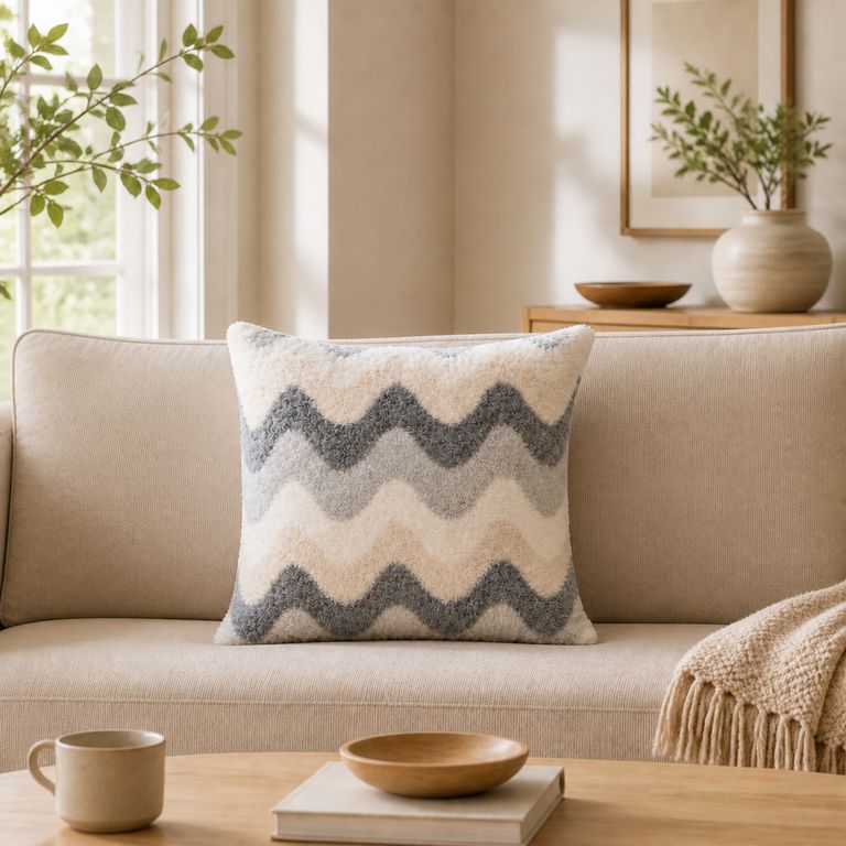 ARMONIA Funda de Cojín Gris Texturizada Zigzag 45x45 cm Modelo 481