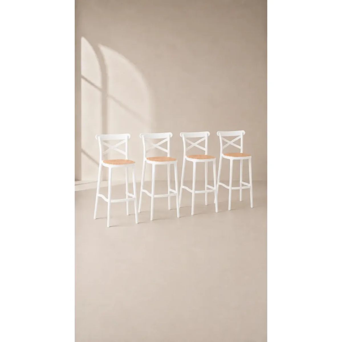 GENERICO - Pack de 4 Taburetes Crossback Danubio Altos de Bar