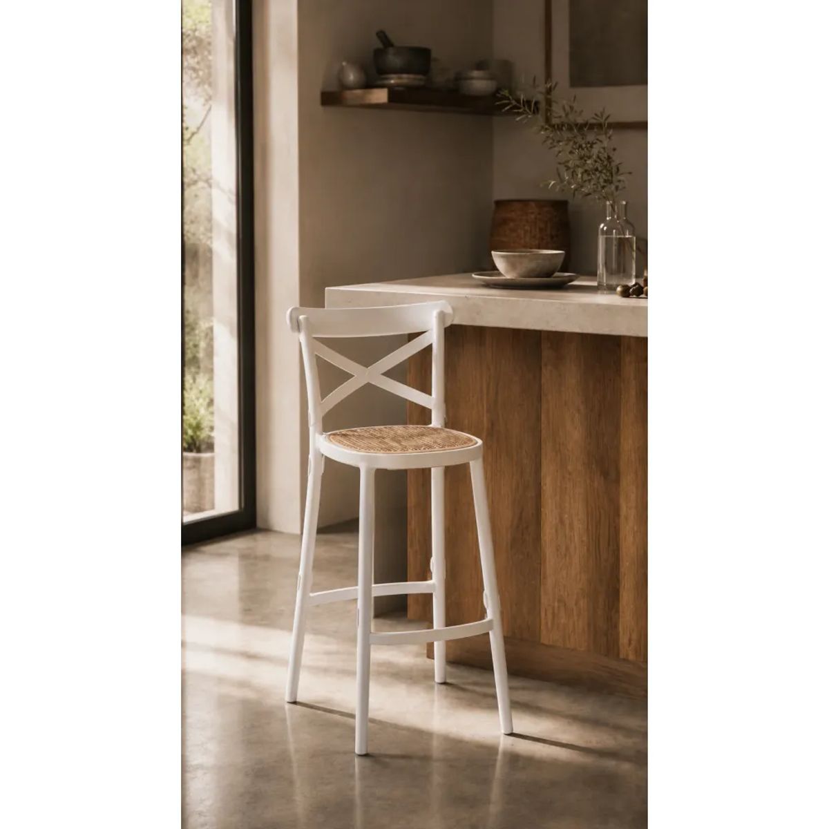 GENERICO - Pack de 4 Taburetes Crossback Danubio Altos de Bar
