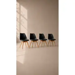 GENERICO - Pack de 4 Sillas Tulip Oak - Negra Default Title