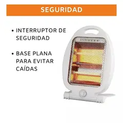 GENERICO - Estufa Halogena Fibra de Carbono Calefactor Infrarrojo Blanco Estufa de 2 Niveles 400-800W