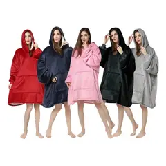 GENERICO - Poleron Oversize de Chiporro Maxi Polerón Bata de Sherpa con Capucha Colores Varios Mujer y Hombre