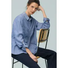 MA GRIFFE - Blusas Manga Larga Mujer Azul