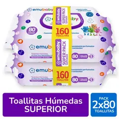 EMUBABY - Toallas Húmedas sin Tapa Pack 2 x 80 unidades