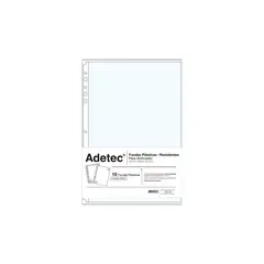 ADETEC - Funda Oficio Lomo Blanco Transparente 10 Unidades