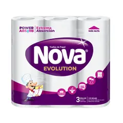 NOVA - Toalla de Papel Evolution 3 Rollos 14 m Doble Hoja