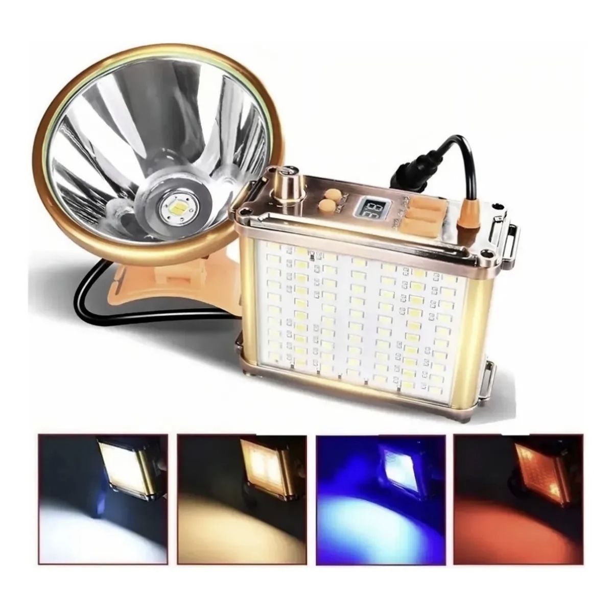 GENERAL - Foco led caza 1200w largo alcance linterna minera camping