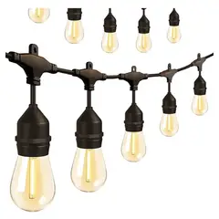 GEN US - Guirnalda 10 metros con 10 Ampolletas Led E27 Exterior Incluidas Terraza Eventos Color Negro