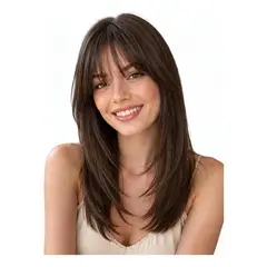 GENERICO - Pelucas Con Flequillo Bob Liso Para Mujeres Castaño Claro 12 Pulgadas