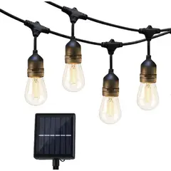 GENACOL - Guirnalda SOLAR Led 10 Metros Panel Solar Con 10 Ampolletas Led Luces Cálida