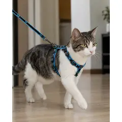 MASCAN - Arnés Acolchado Reflectante para Gato con Correa 1,2 m