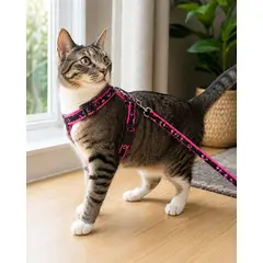 MASCAN - Arnés Acolchado Reflectante para Gato con Correa 1,2 m