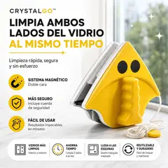 MOVI - Limpiavidrios Magnético Triangular Doble Cara CristalGo™ - Limpieza Segura, Rápida y Eficiente
