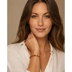 AMBARI - Pulsera de Ámbar Báltico Certificado Mujer Bicolor Claro