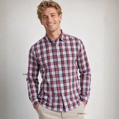 UTILISIMO - Camisa Huaso Cuadrillé Manga Larga Algodón Azul Blanco Hombre Casual