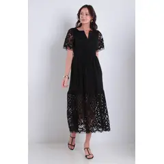 WADOS - VESTIDO ENCAJE MANGA CORTA ESCOTE REDONDO