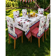MYLHOGAR - Juego De Comedor Dieciochero Mantel 140x220 cm Con 6 Fundas Elásticas