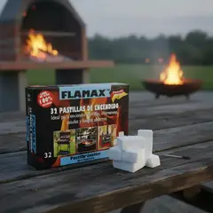 FLAMAX - Caja 32 pastillas iniciador de fuego para quincho y parrilla