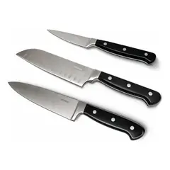 CASA Y QUINCHO - Pack 3 Cuchillos Cocina Acero Alemán + Grabado Laser Acero