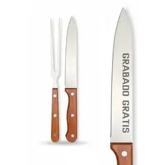 CASA Y QUINCHO - Set Cuchillo Tenedor Parrillero + Grabado Láser
