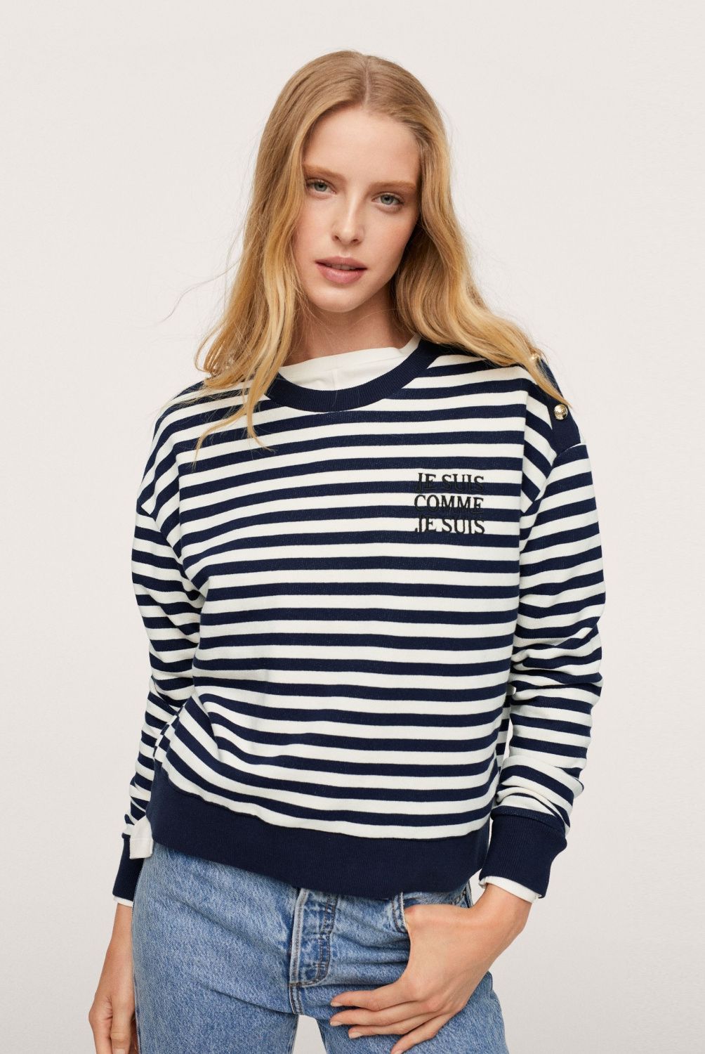 MANGO - Polerón Algodón Rayas Pstsuis Mujer