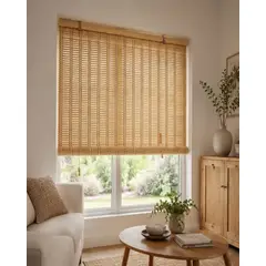 MYLHOGAR - Set 2 Cortinas Roller de Bambu Diseno Natural 180x180cm Terraza Hogar