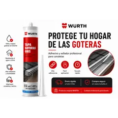 WURTH - Sellador Tapagoteras Express Gris 400g Uso Profesional
