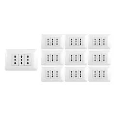 WANT - Pack 10 tomacorrientes triples 16A 250V con placa blanco