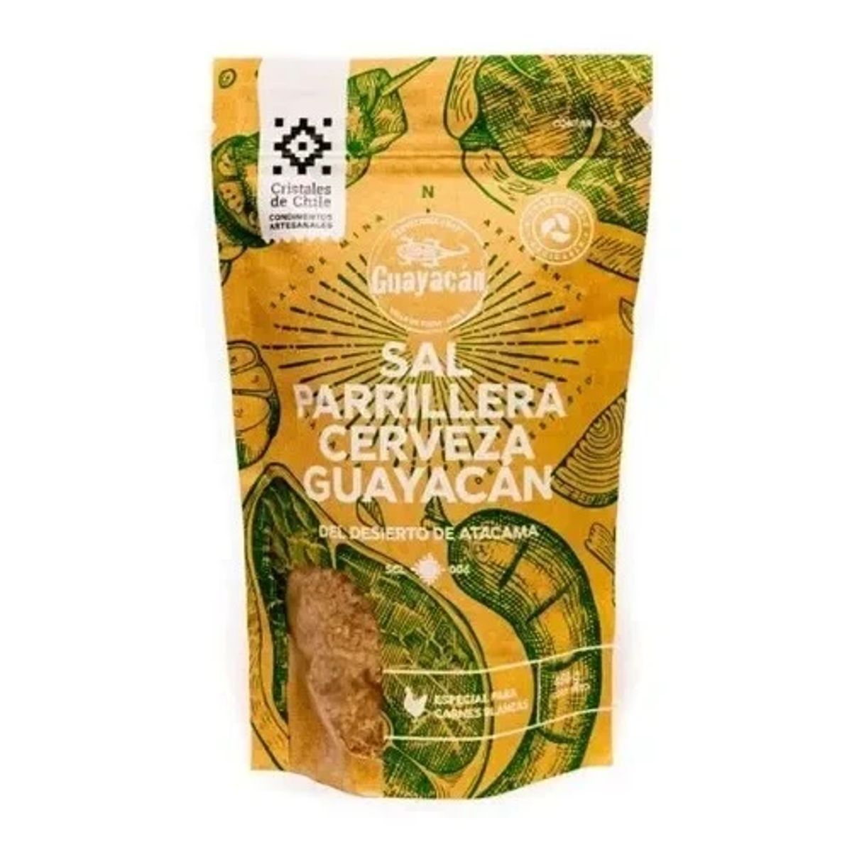 CRISTALES DE CHILE - Sal parrillera para carnes sabor cerveza Guayacán