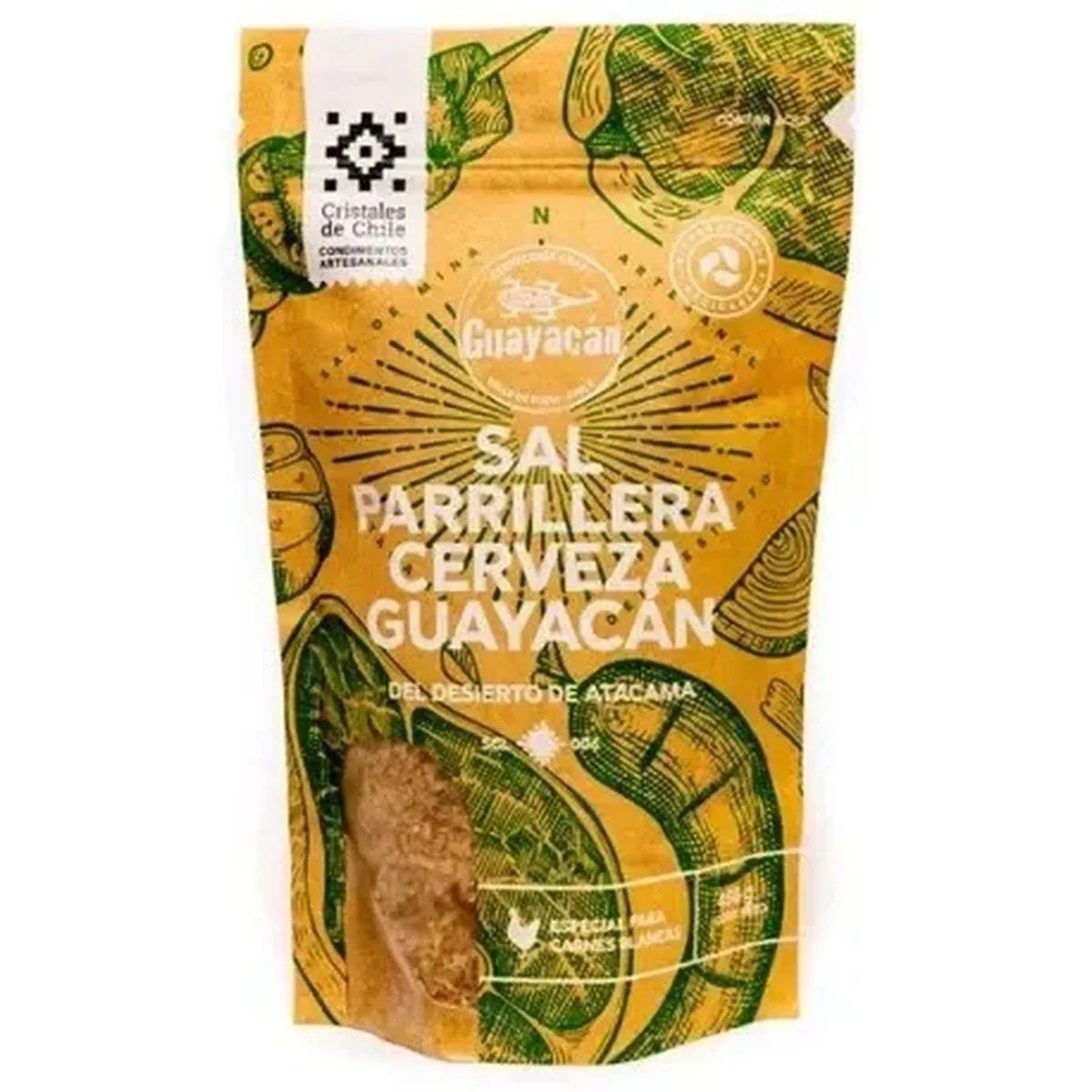 CRISTALES DE CHILE - Sal parrillera para carnes sabor cerveza Guayacán