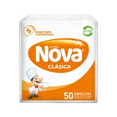 NOVA - Servilleta Cocktail Clásica Hoja Simple 23x22 cm 50 Unidades